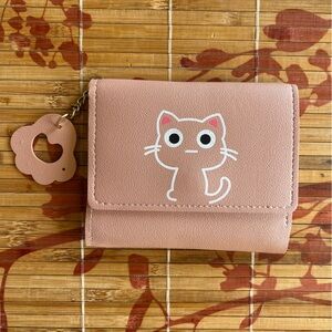 2 for $5 Cutie Cartoon Cat Pink Wallet w/ Paw Print Chain